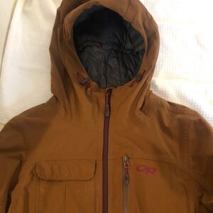 Outdoor research insulated winter jacket in camel